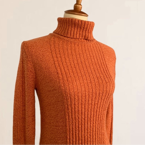 Sundance Knit Turtleneck Burnt Orange Classic Sweater - Picture 4 of 8